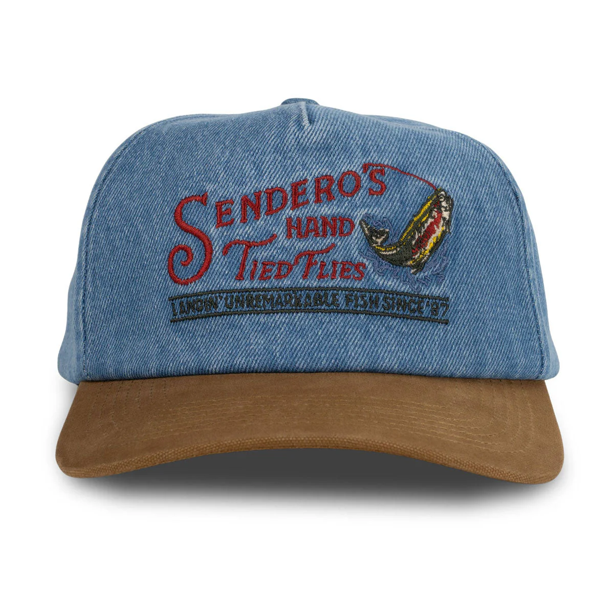 Sendero Hand Tied Flies Hat - Washed Denim - Image 3