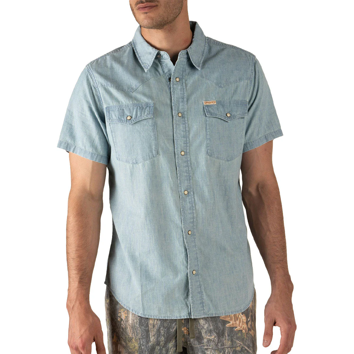 Sendero The Wyatt Pearl Snap Denim Shirt - Washed Indigo Chambray - Image 2