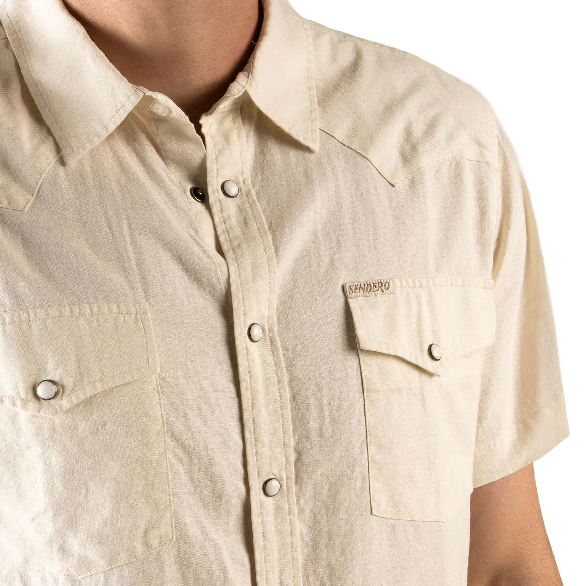 Sendero The Wyatt Pearl Snap Solid Shirt - Antique White - Image 4
