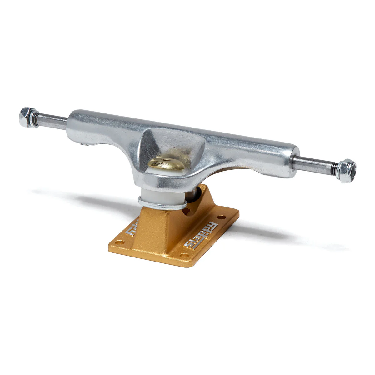 Slappy ST1 Inverted Hollow Lights Ultra Low Kingpin Skateboard Trucks - Polished/Gold/Gold - 8.00" - Image 2
