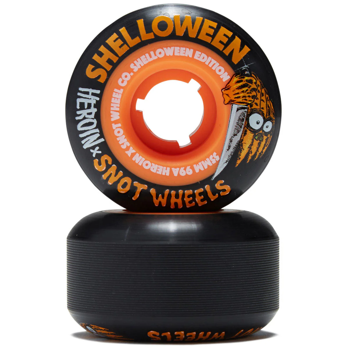 Snot x Heroin Shelloween 99a Skateboard Wheels - Black/Orange - 55mm - Image 2