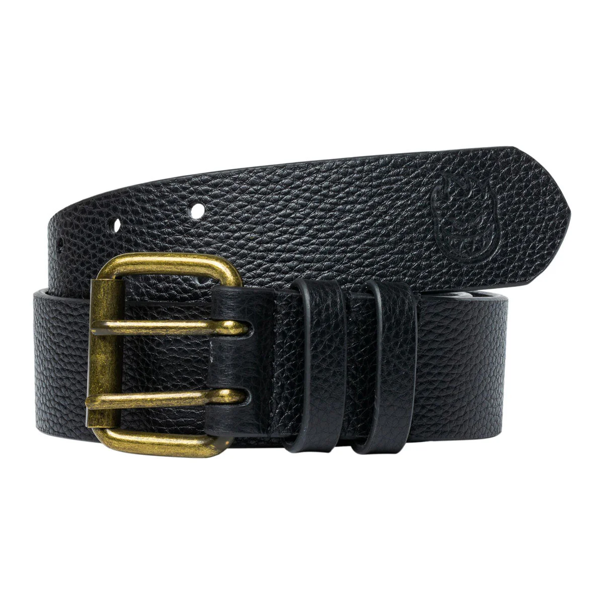 Spitfire Bighead Leather Belt - Black Pebble Grain/Antique Brass