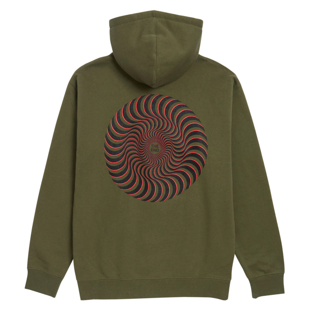 Spitfire Classic Swirl Overlay Zip Hoodie - Army/Black/Red - Image 2