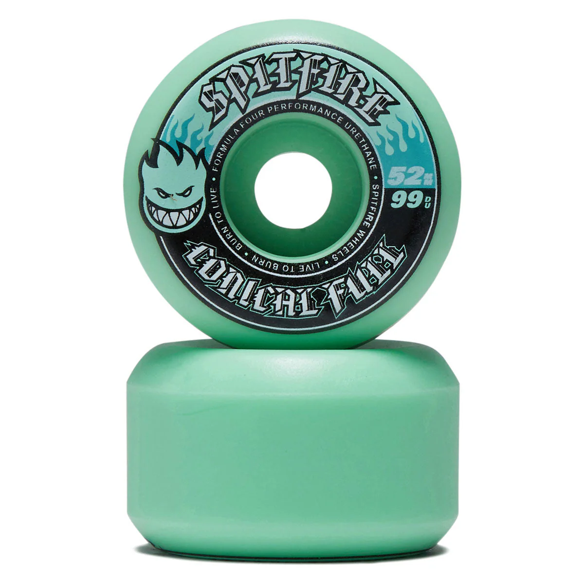Spitfire F4 99 Team Color Pack Conical Full Skateboard Wheels - Teal - 52mm - Image 2