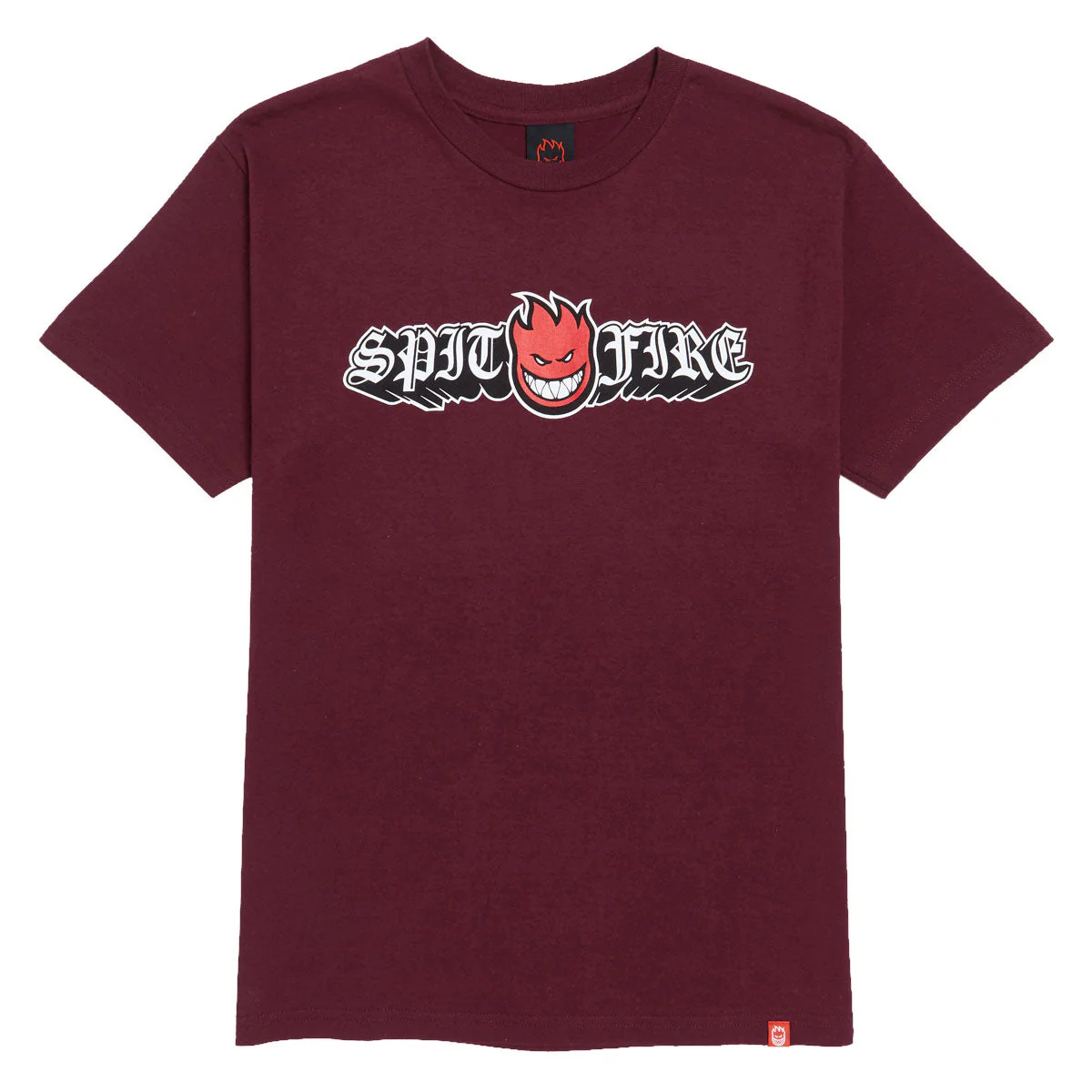 Spitfire Old E Drop Bighead T-Shirt - Burgundy/Red/Black/White