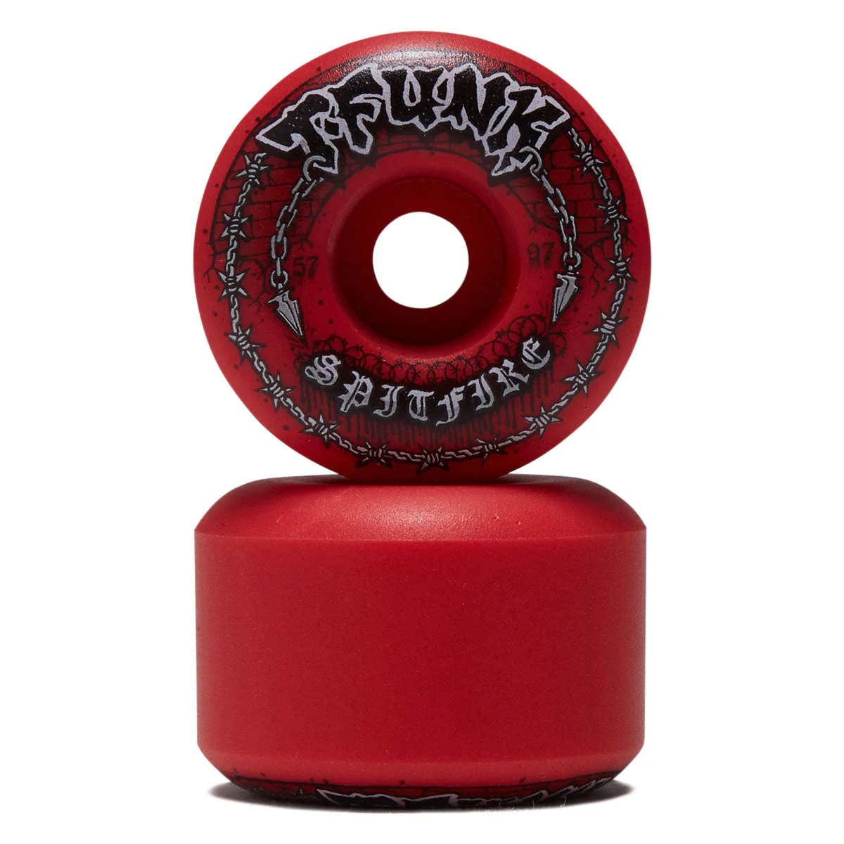 Spitfire T-Funk Raw F4 97 Radial Full Skateboard Wheels - Red - 57mm - Image 2