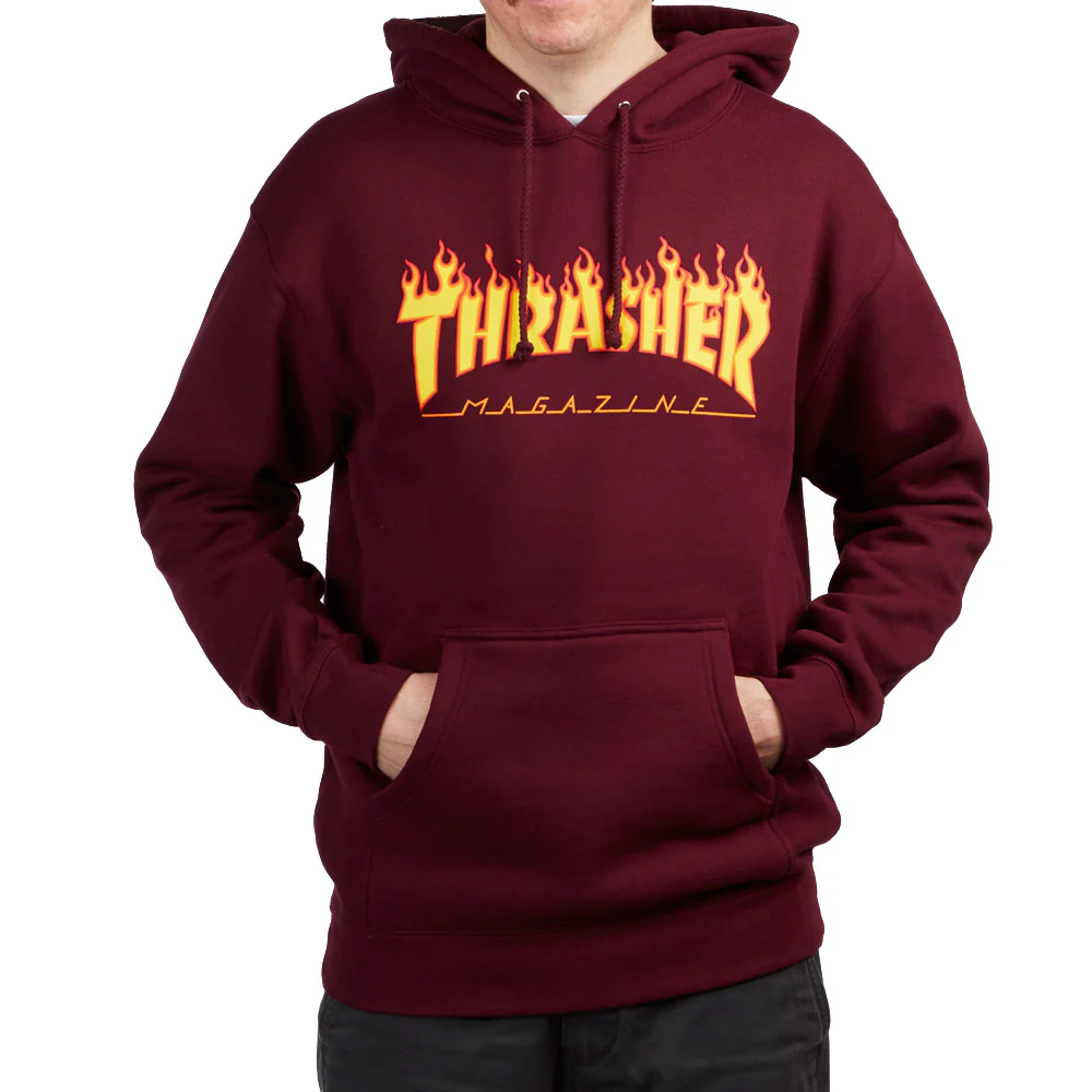 Thrasher Flame Hoodie - Maroon