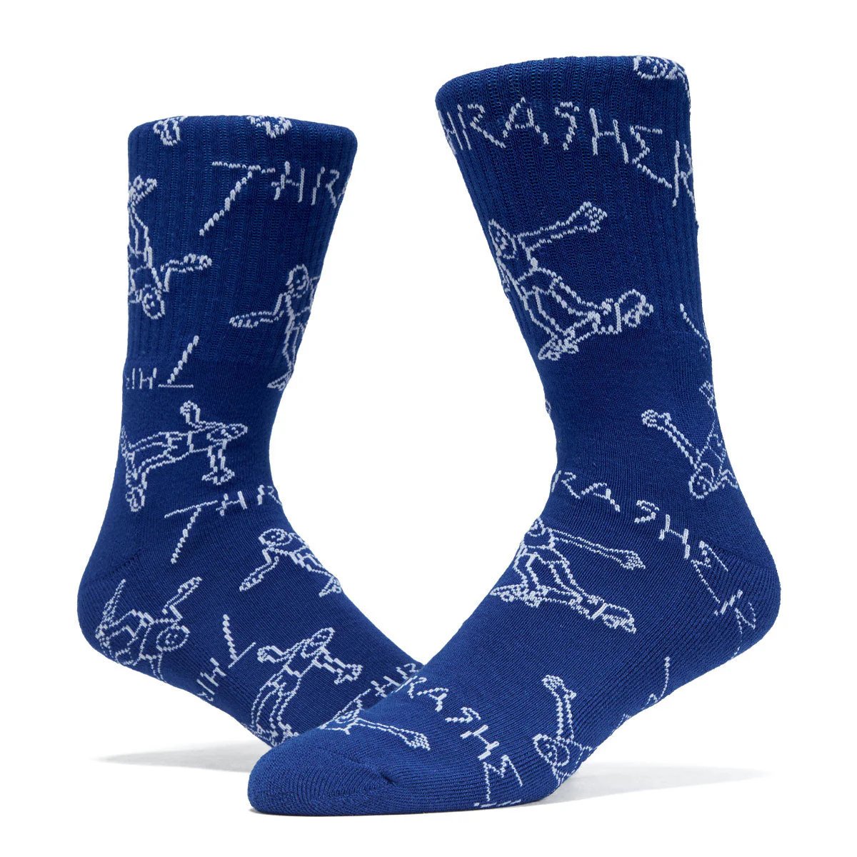 Thrasher Gonz Crew Socks - Blue/White - Image 2