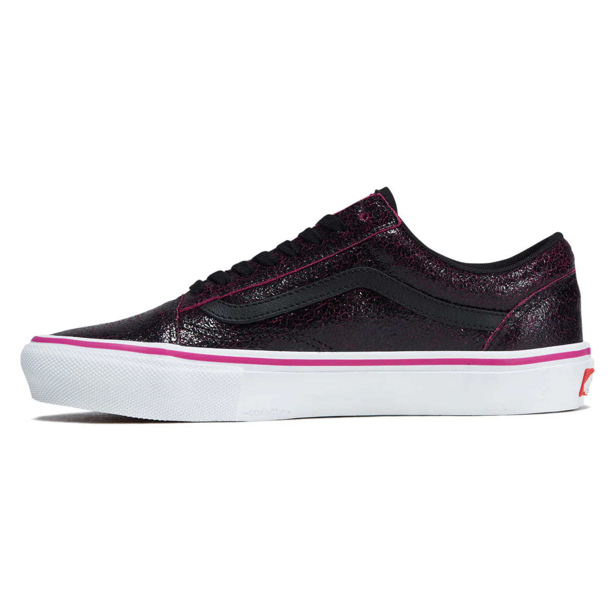 Vans Skate Old Skool Shoes - Cracked Leather Black/Purple - Image 2