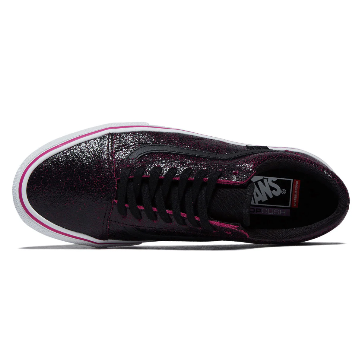 Vans Skate Old Skool Shoes - Cracked Leather Black/Purple - Image 3