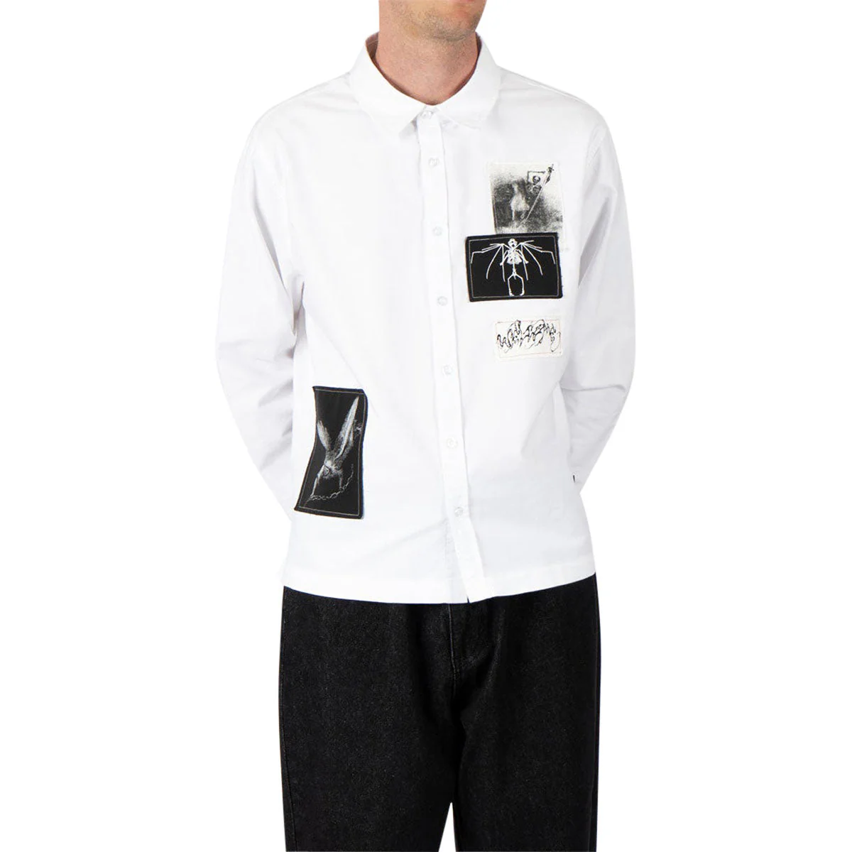 Welcome Bygone Oxford Patches Long Sleeve Shirt - White - Image 5