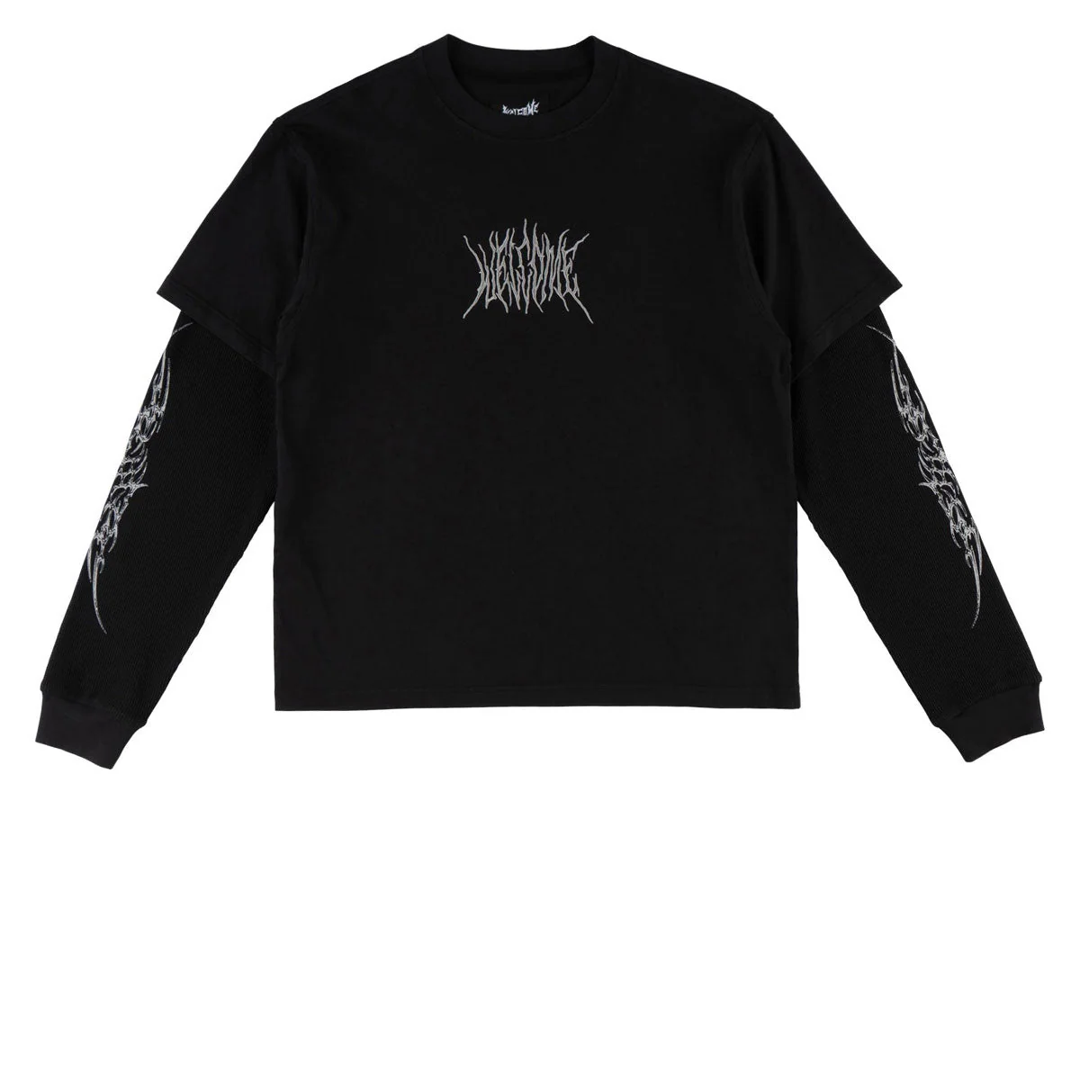 Welcome Caste Layered Long Sleeve Knit T-Shirt - Black/Grey