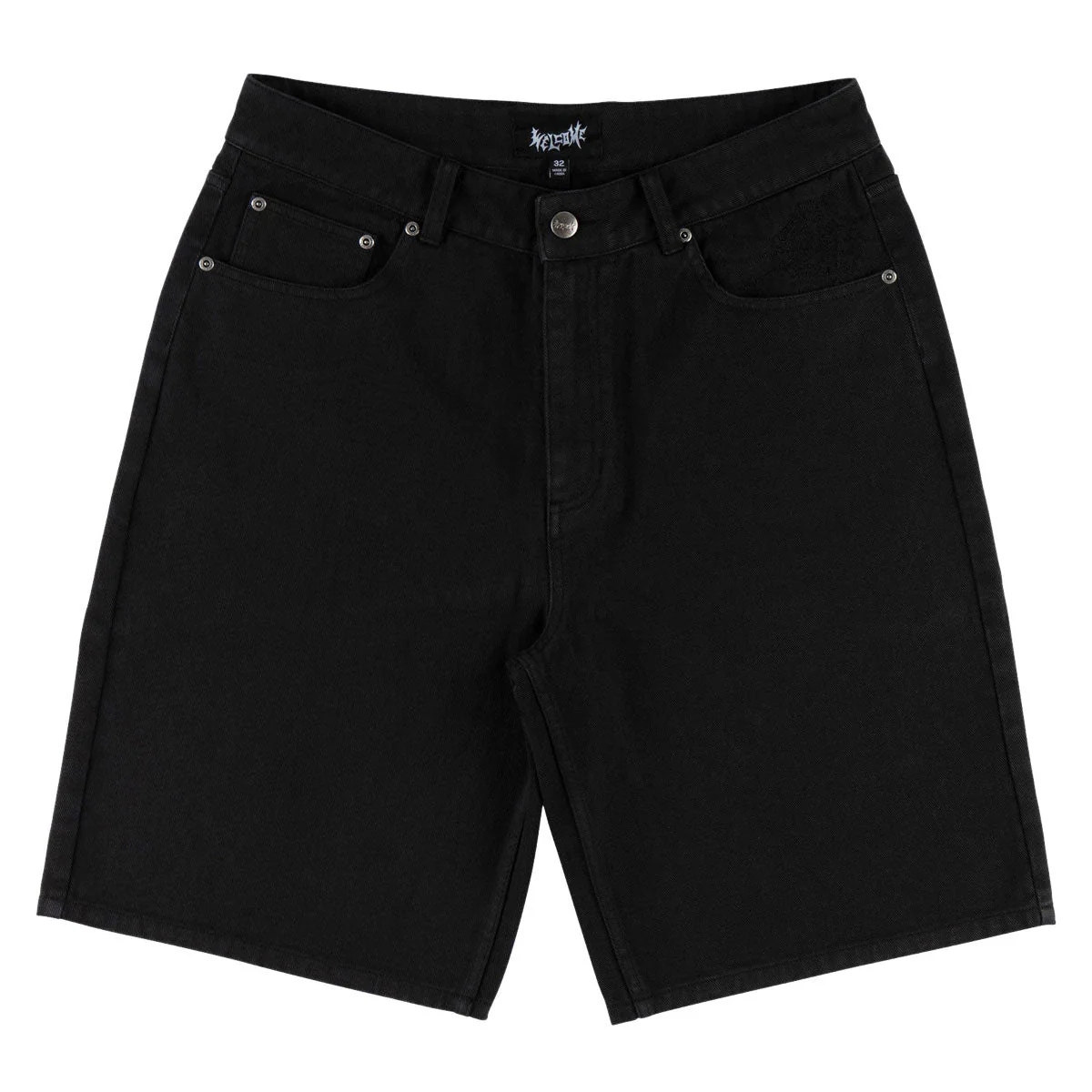 Welcome Chasm Baggy Denim Shorts - Washed Black