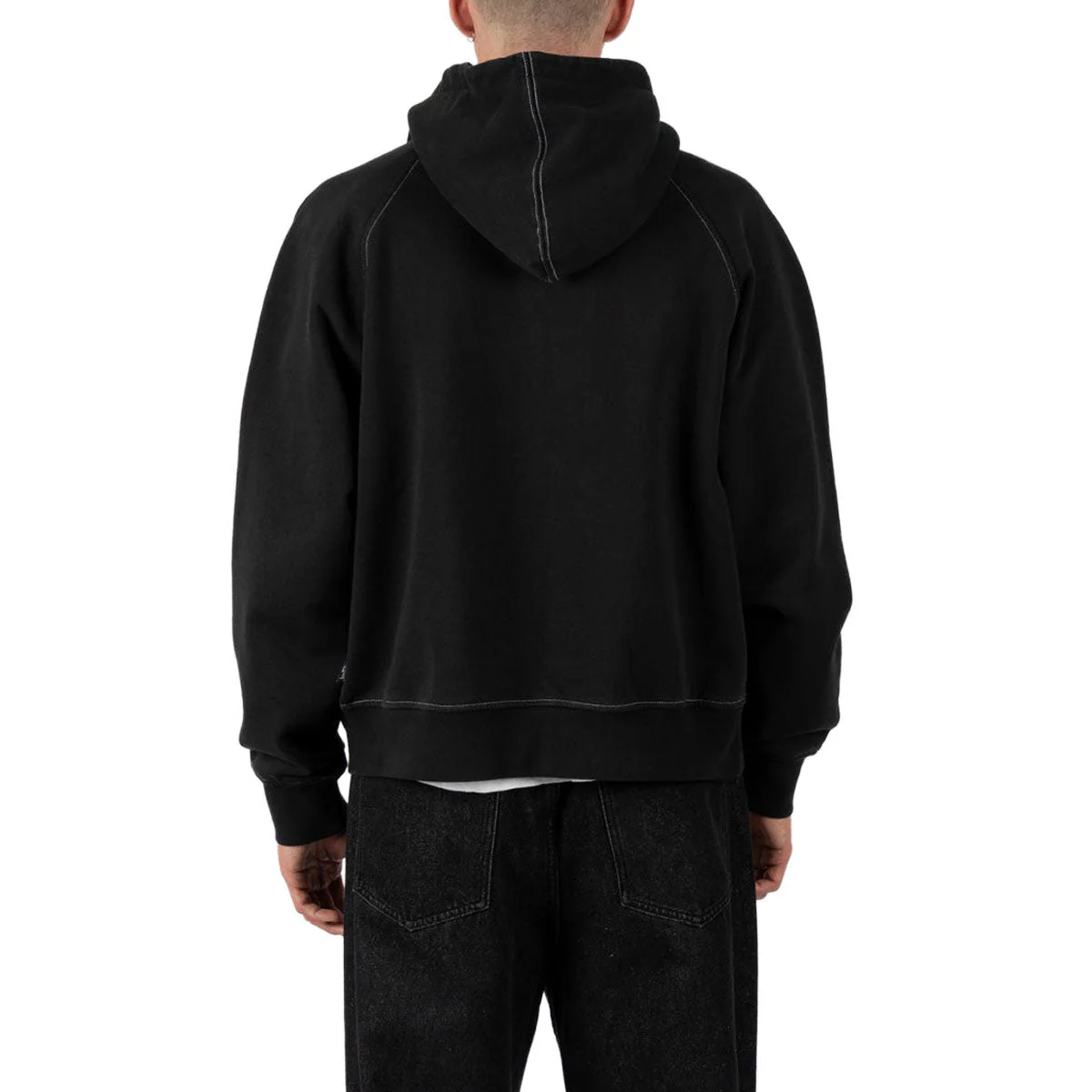 Welcome Kellen Cropped Stud Zip Hoodie - Black/White - Image 3