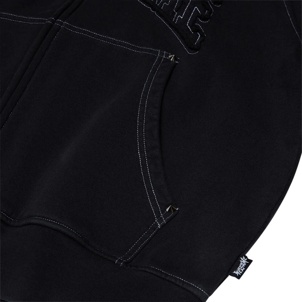 Welcome Kellen Cropped Stud Zip Hoodie - Black/White - Image 5