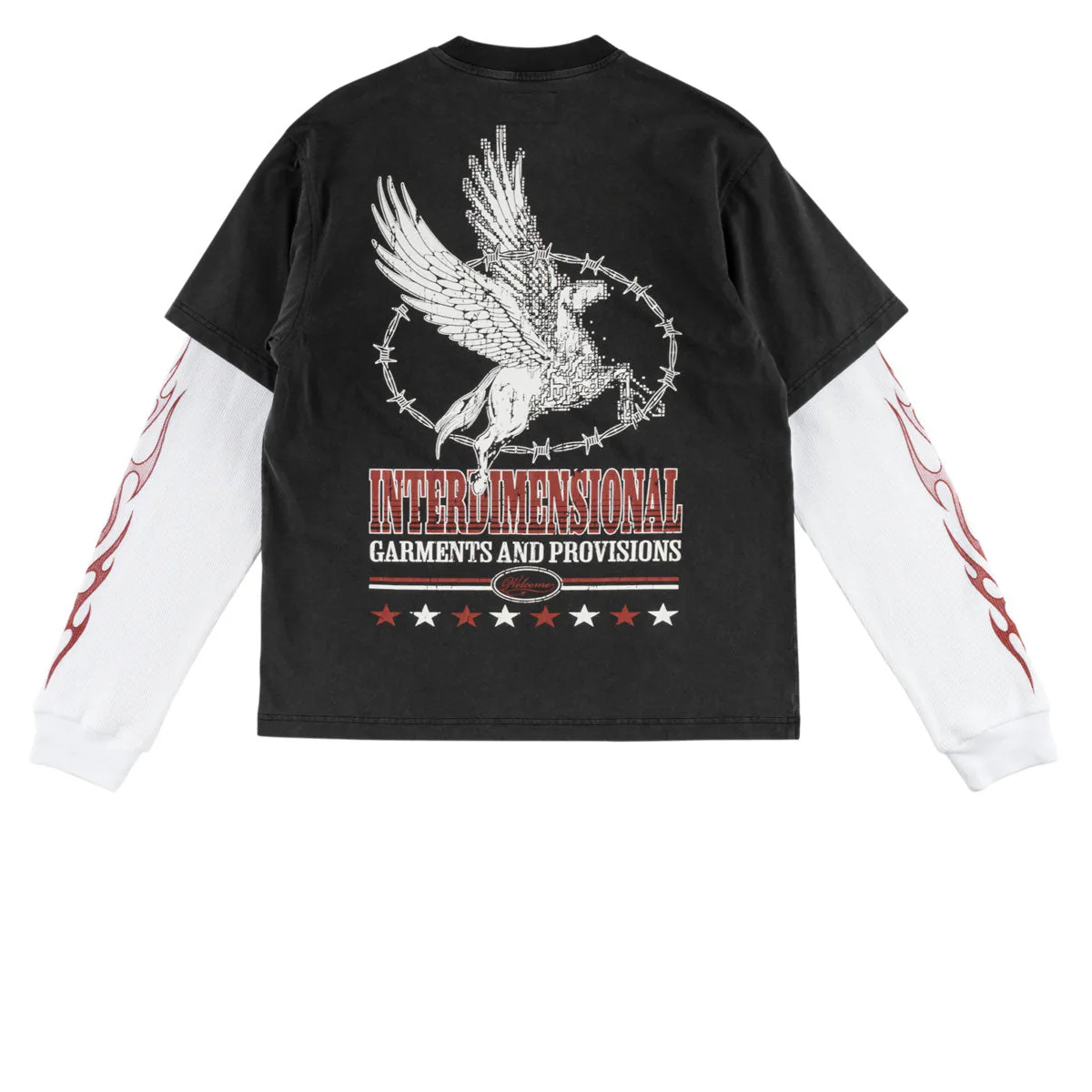 Welcome Pegasus Layered Long Sleeve T-Shirt - Vintage Black/White