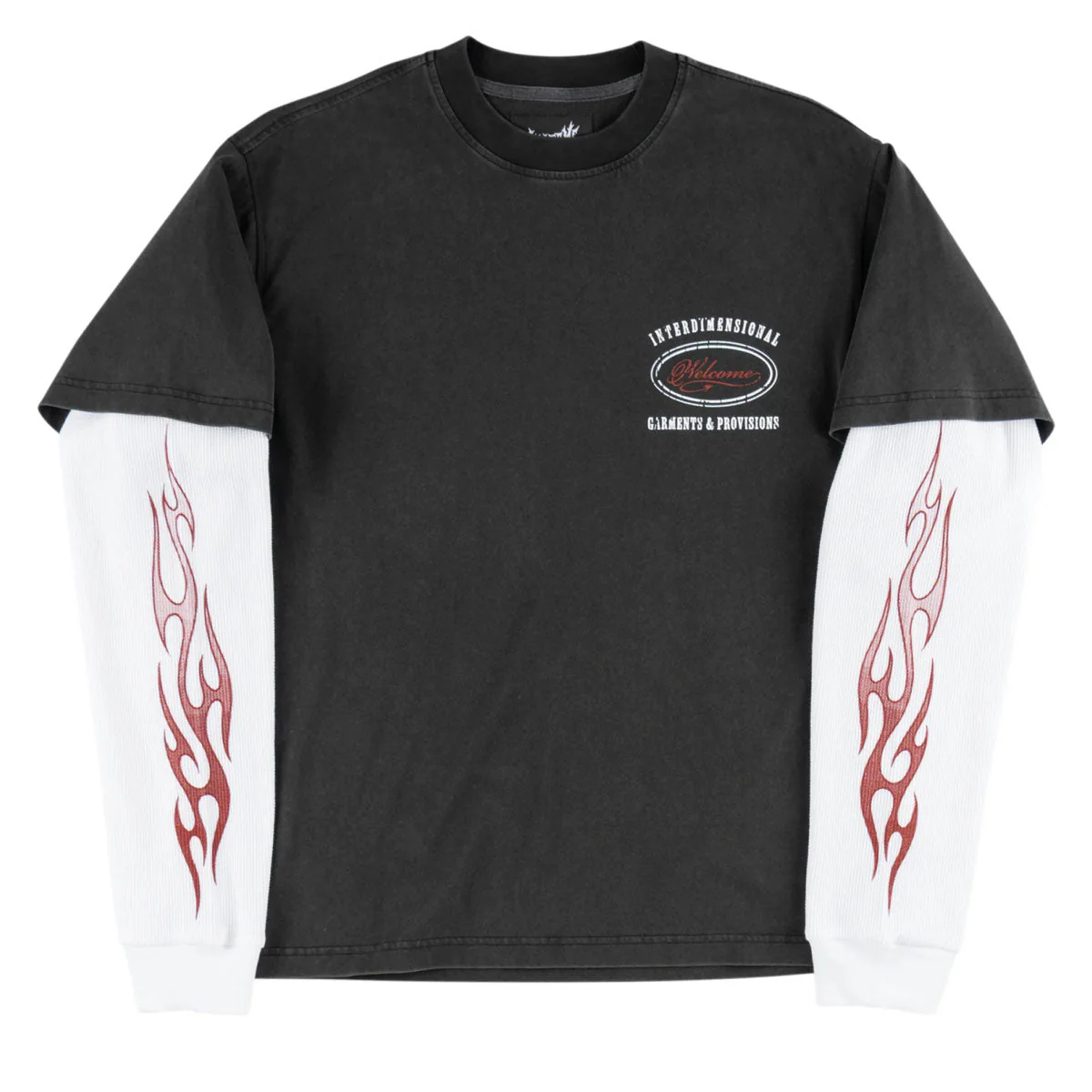 Welcome Pegasus Layered Long Sleeve T-Shirt - Vintage Black/White - Image 3