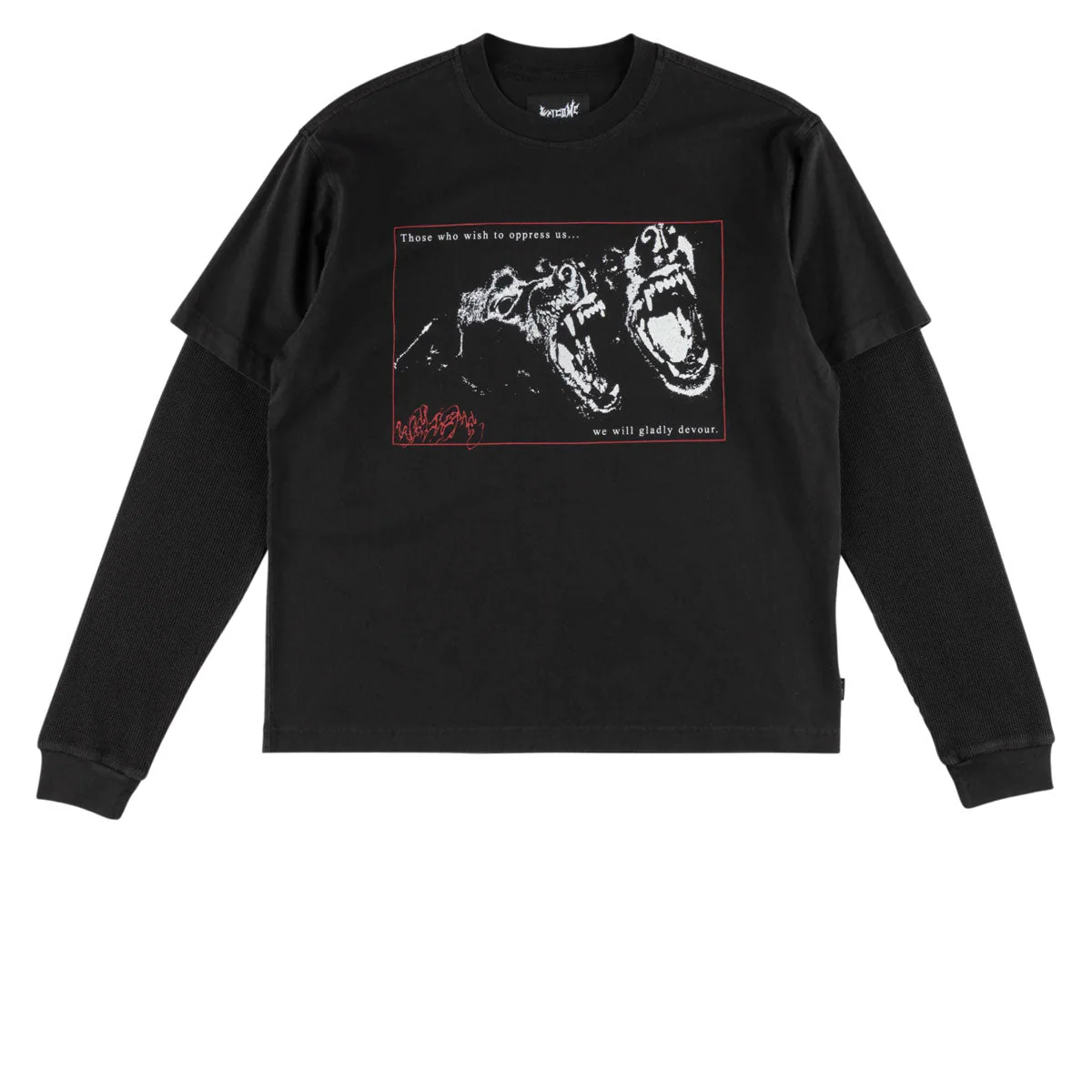 Welcome Snarl Layered Long Sleeve T-Shirt - Black