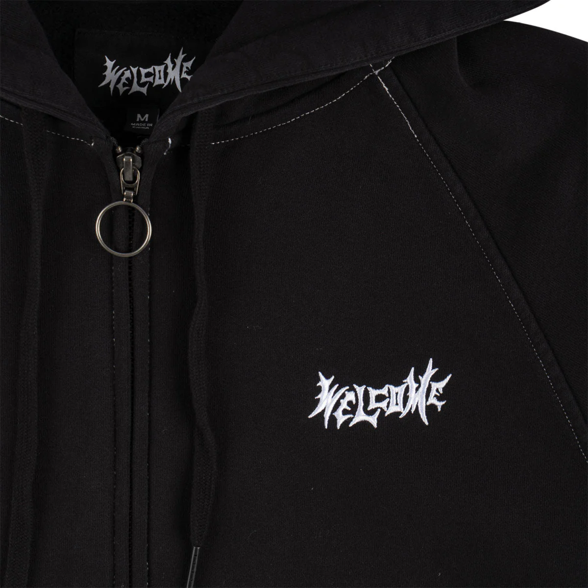 Welcome Vamp Cropped Studded Zip Hoodie - Black - Image 5
