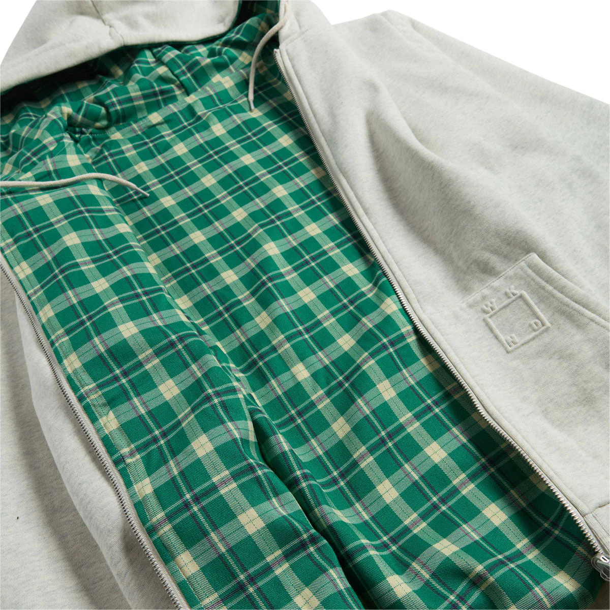 WKND Flannel Lined Zip Hoodie - Oatmeal Heather - Image 4